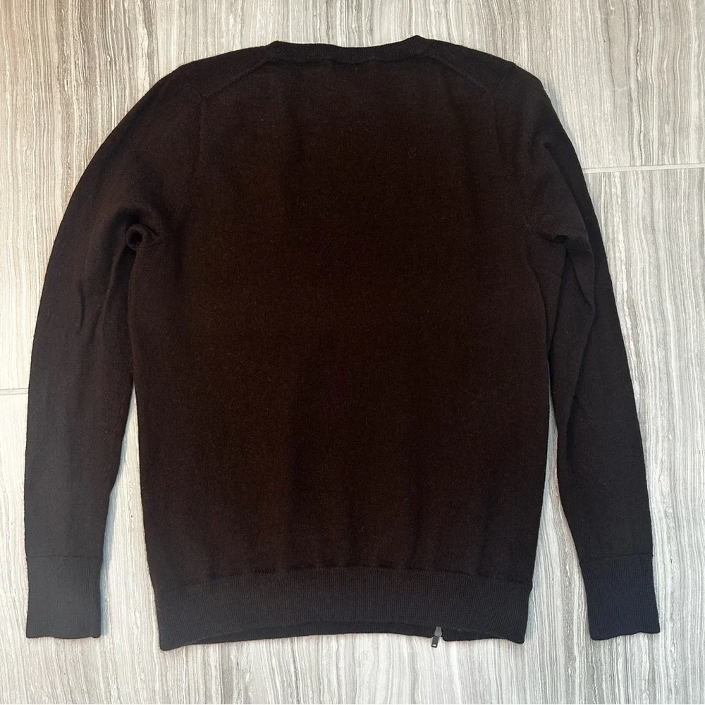 J Crew 100% Merino Wool Sweater M | Asymmetrical Zipper Chocolate Brown GUC